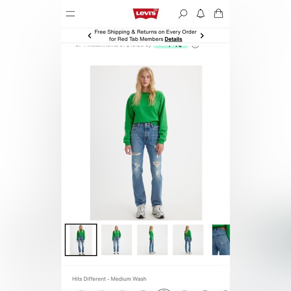 NWT - Levis 501 Size 29 Medium Wash